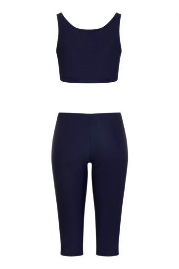 Blue Swimming Leggings with Blue Crop Top